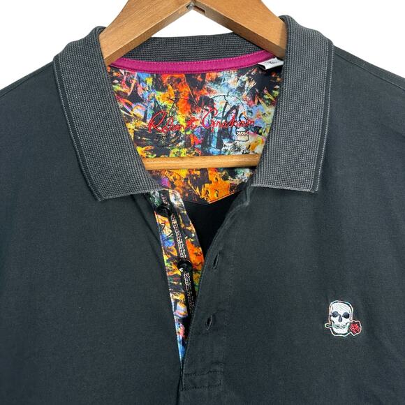 Robert Graham THE PLAYER POLO Shirt Mens Classic Fit Large Embroidered Skull - Picture 3 of 14